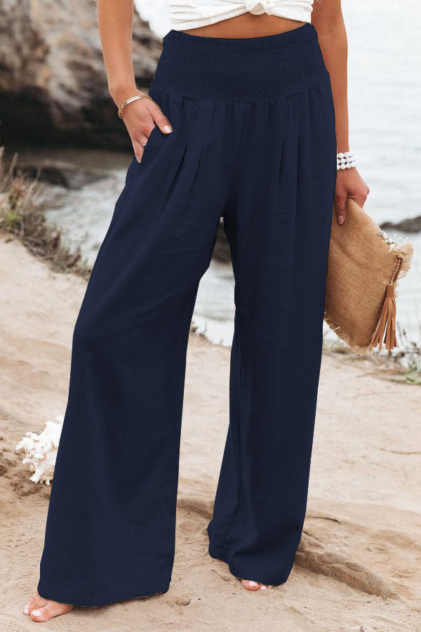 Linda - Women's Wide Leg Linen Palazzo Pants High Waist