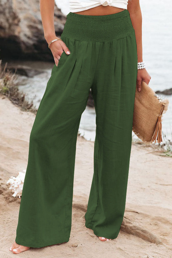 Linda - Women's Wide Leg Linen Palazzo Pants High Waist