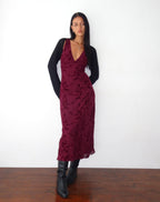 Women's Wedding Guest Floral V Neck Midi Dress