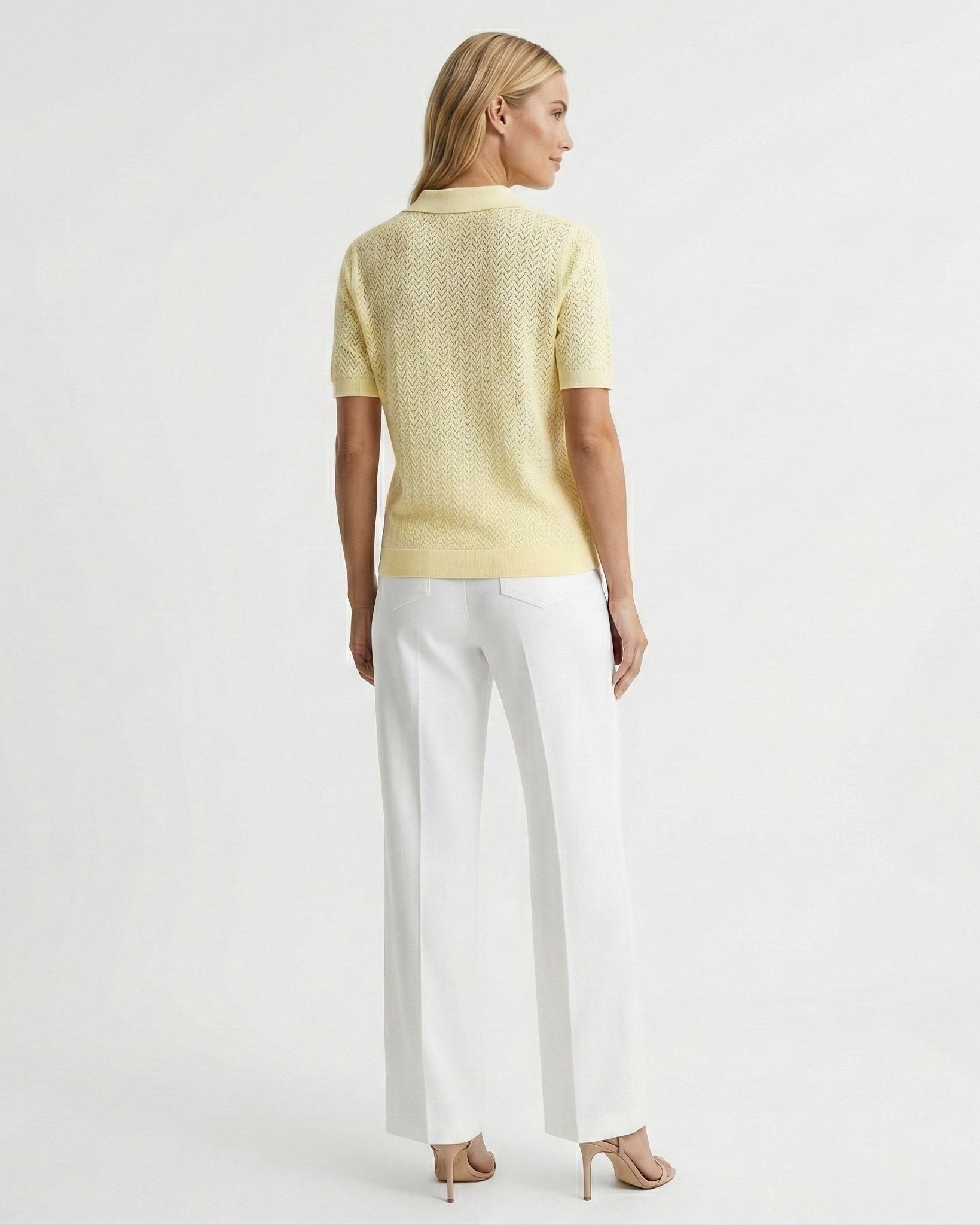 Women's Polo Collar Knit Top – Short Sleeve Relaxed Fit