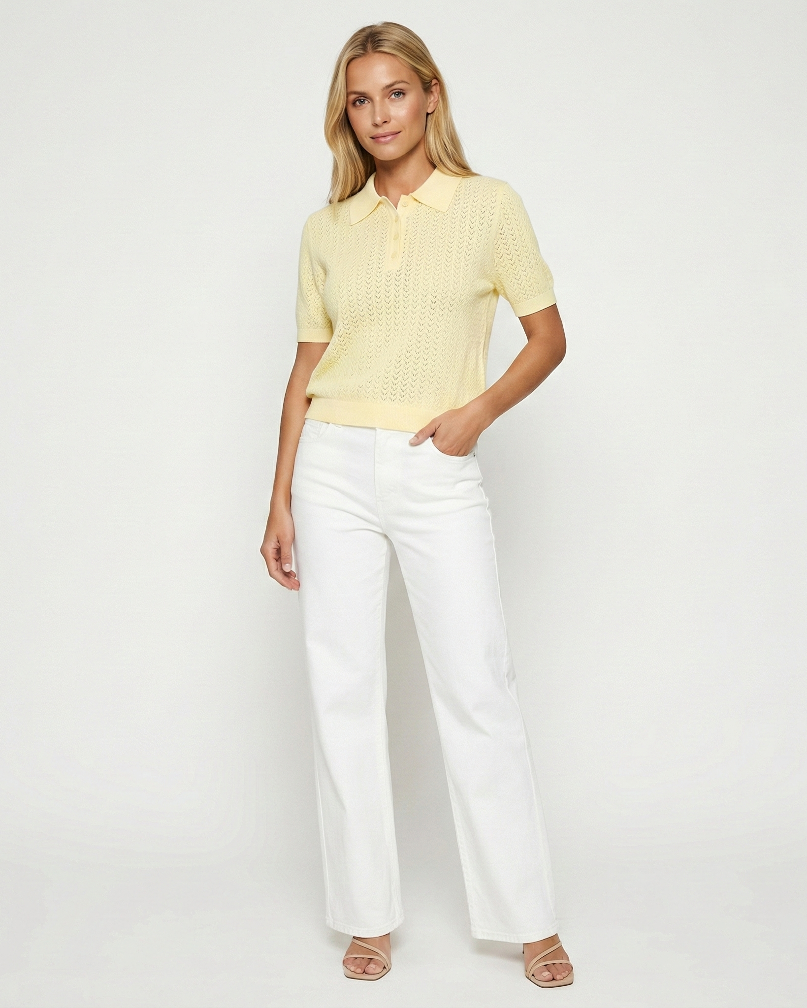 Women's Polo Collar Knit Top – Short Sleeve Relaxed Fit