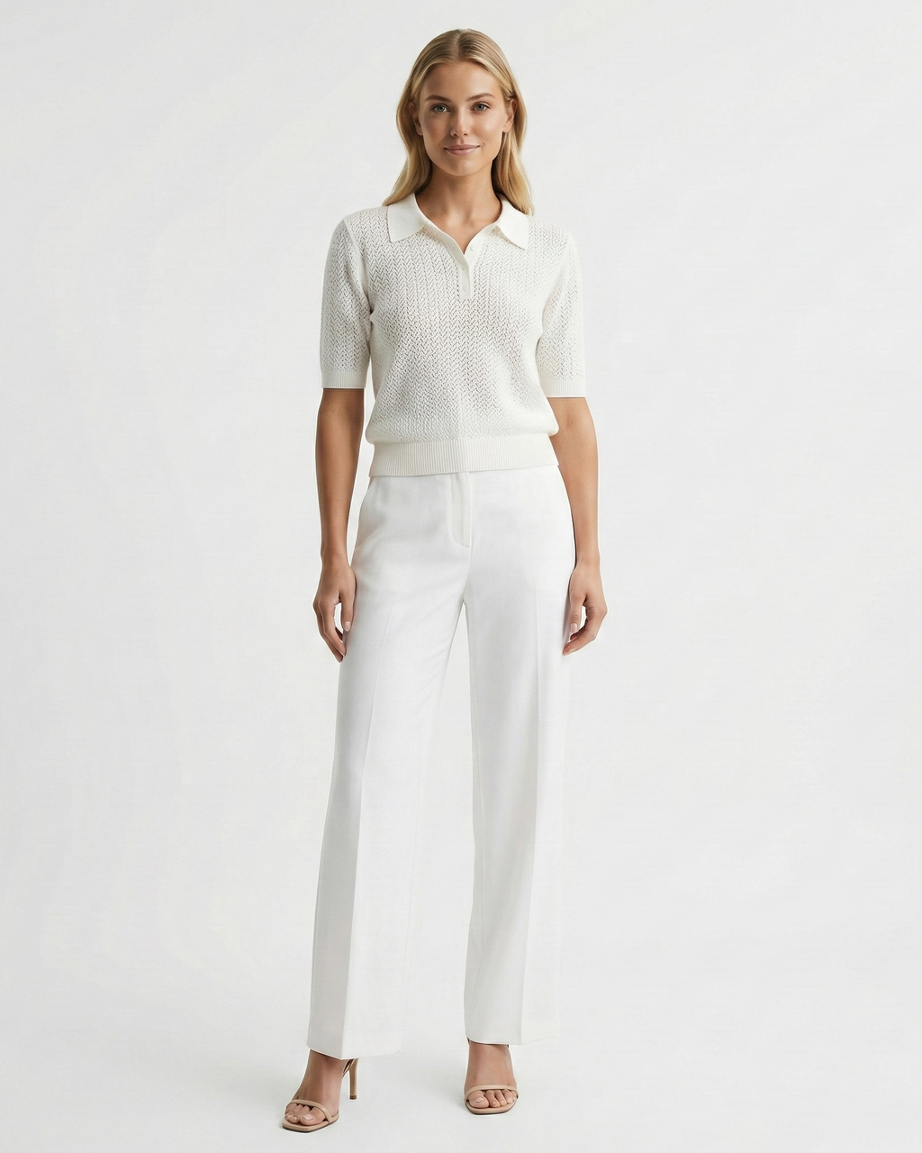 Women's Polo Collar Knit Top – Short Sleeve Relaxed Fit