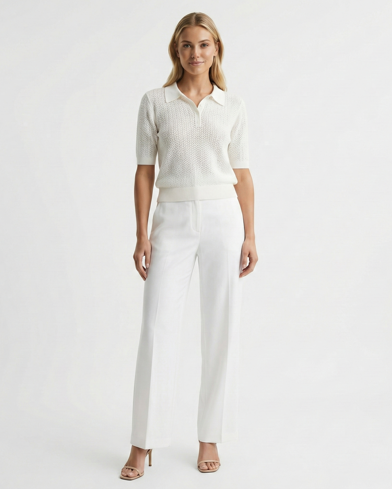 Women's Polo Collar Knit Top – Short Sleeve Relaxed Fit
