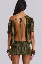 Cynthia - Tie-Dye Print Off-Shoulder Blouson Mini Dress