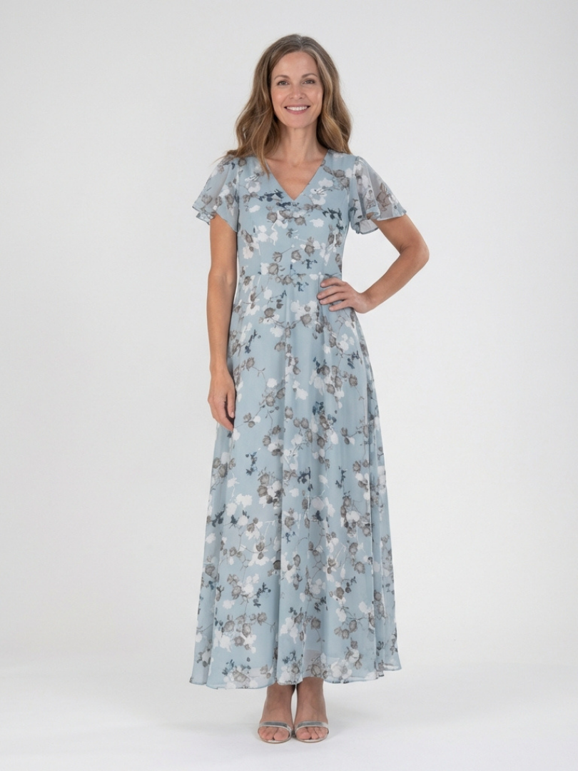 Ismeria | Floral Chiffon Maxi Dress 1