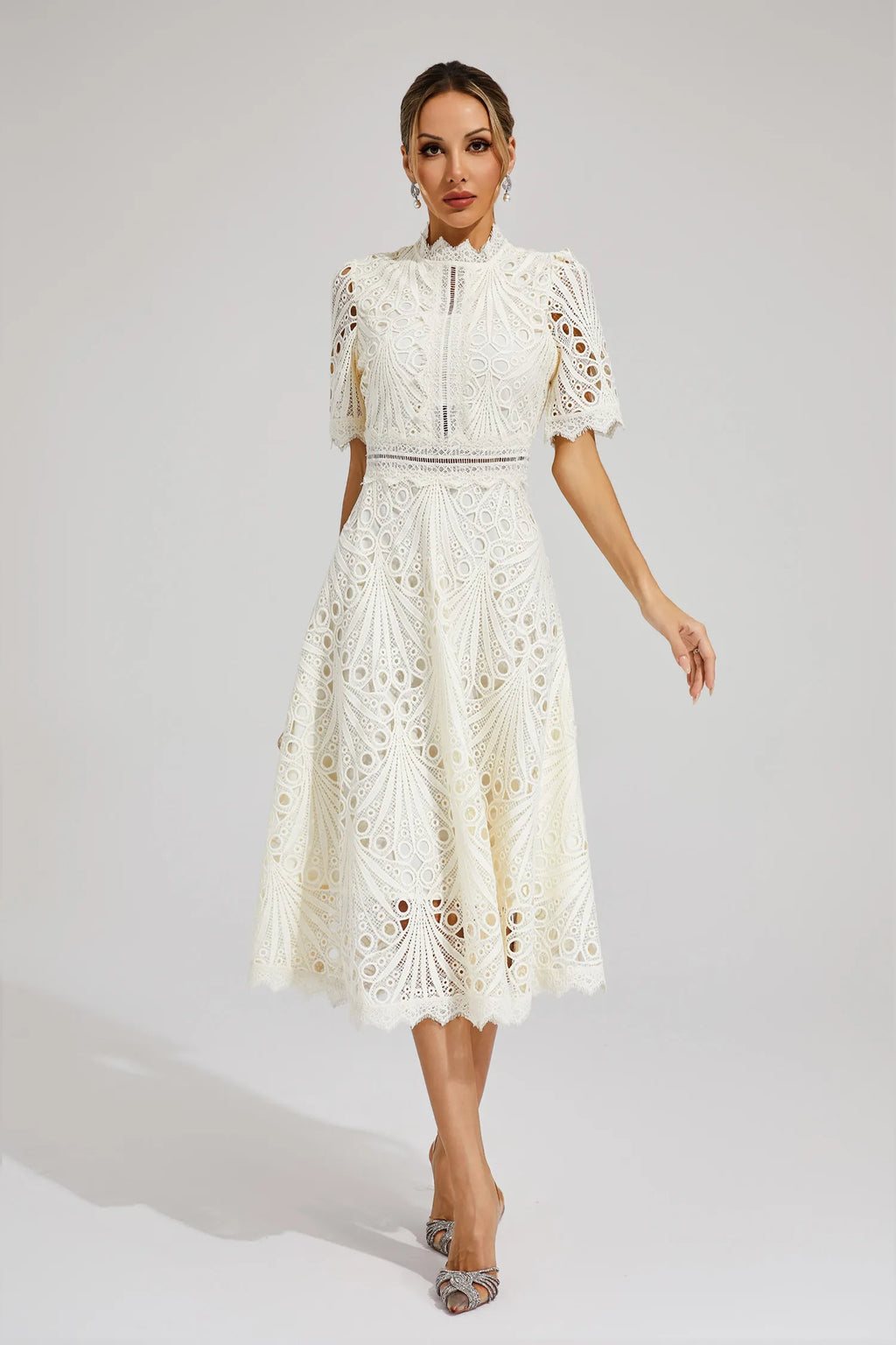 Elegant Lace Midi Dress for Weddings and Special Occasions