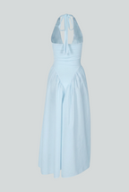 Light Blue Midi Cocktail Dress for Women – Soft Elegant Fit for Weddings & Summer Events