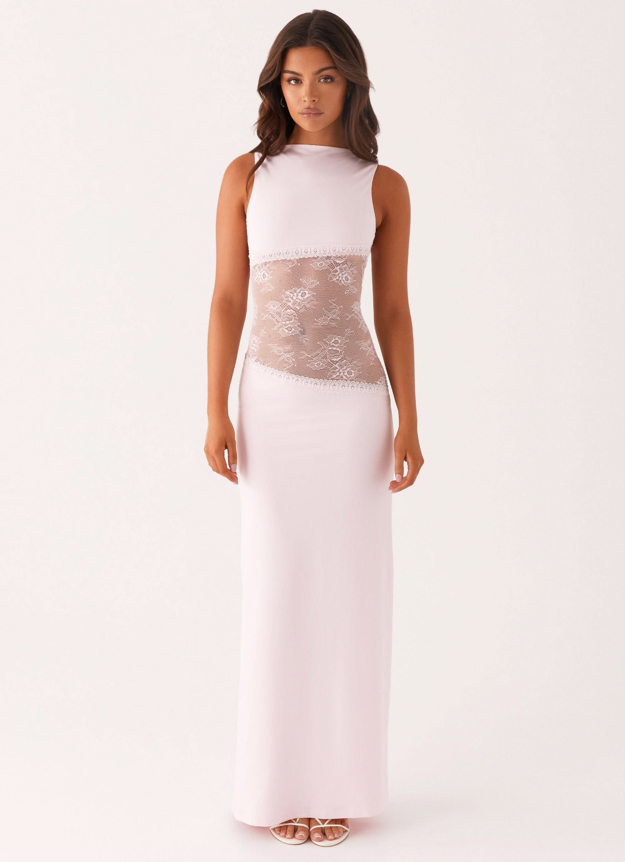 Amanda - Sheer Lace Panel Sleeveless Maxi Dress