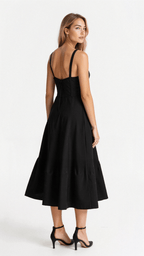MARGARETHA - Floral Satin Corset Midi Dress with Front Split