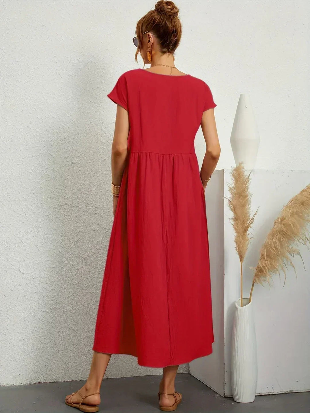 Gabrielle Linen Cotton Midi Dress