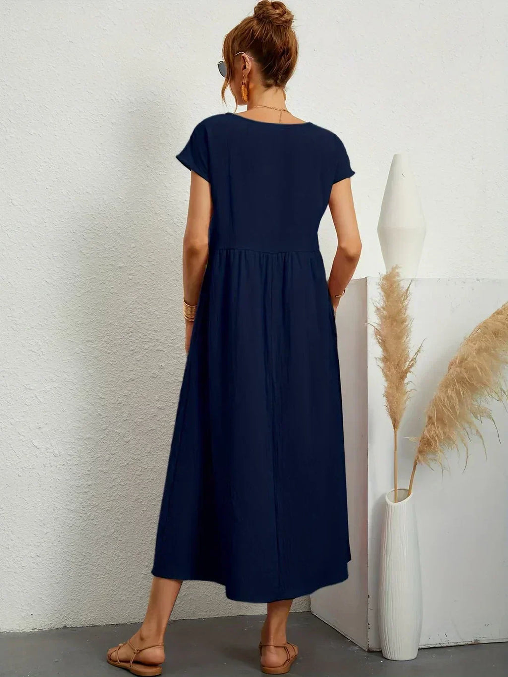 Gabrielle Linen Cotton Midi Dress