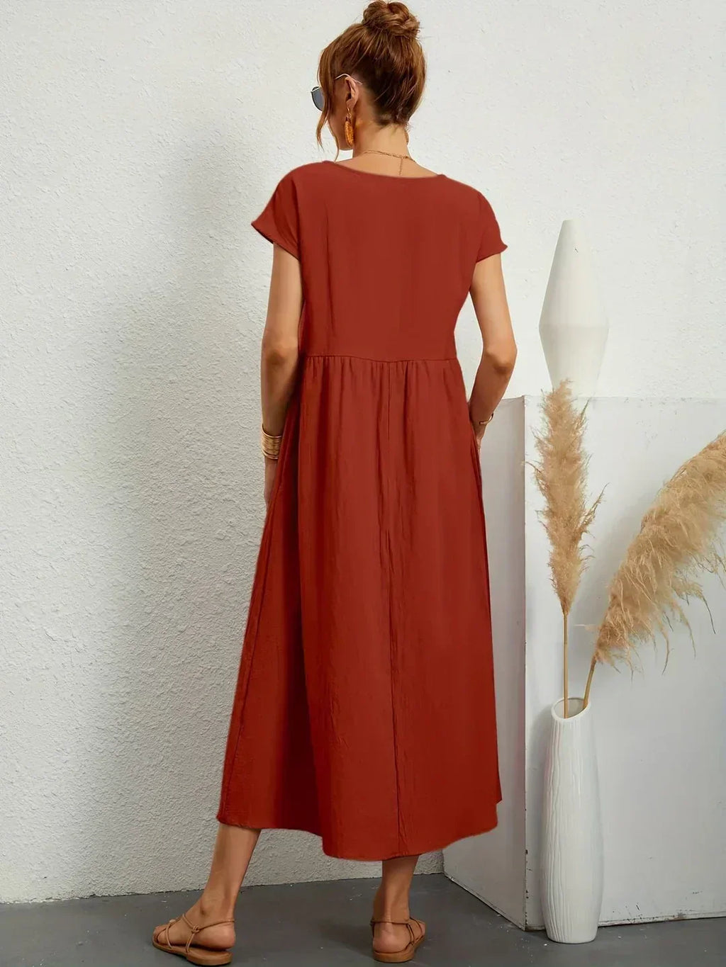 Gabrielle Linen Cotton Midi Dress