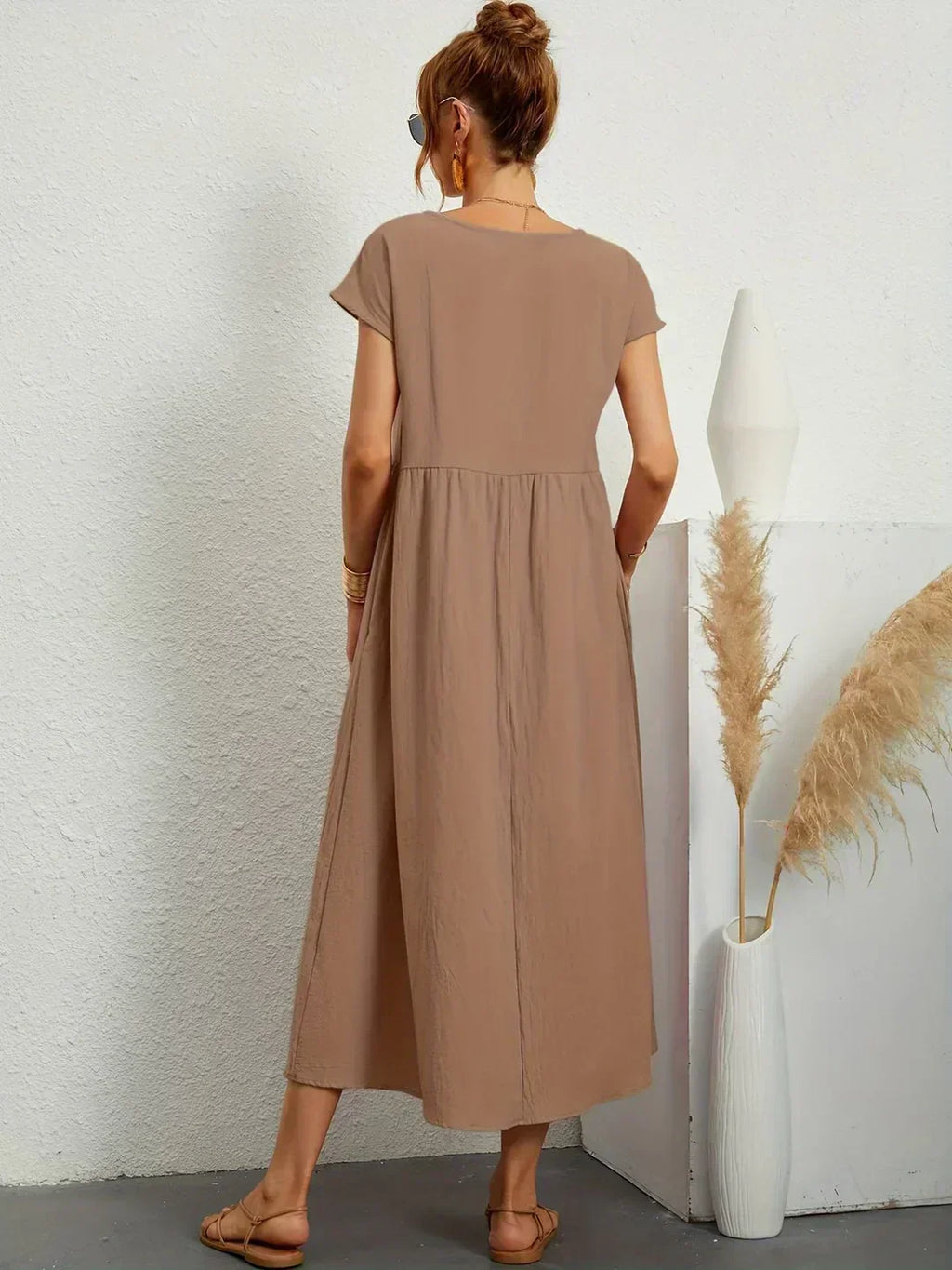Gabrielle Linen Cotton Midi Dress