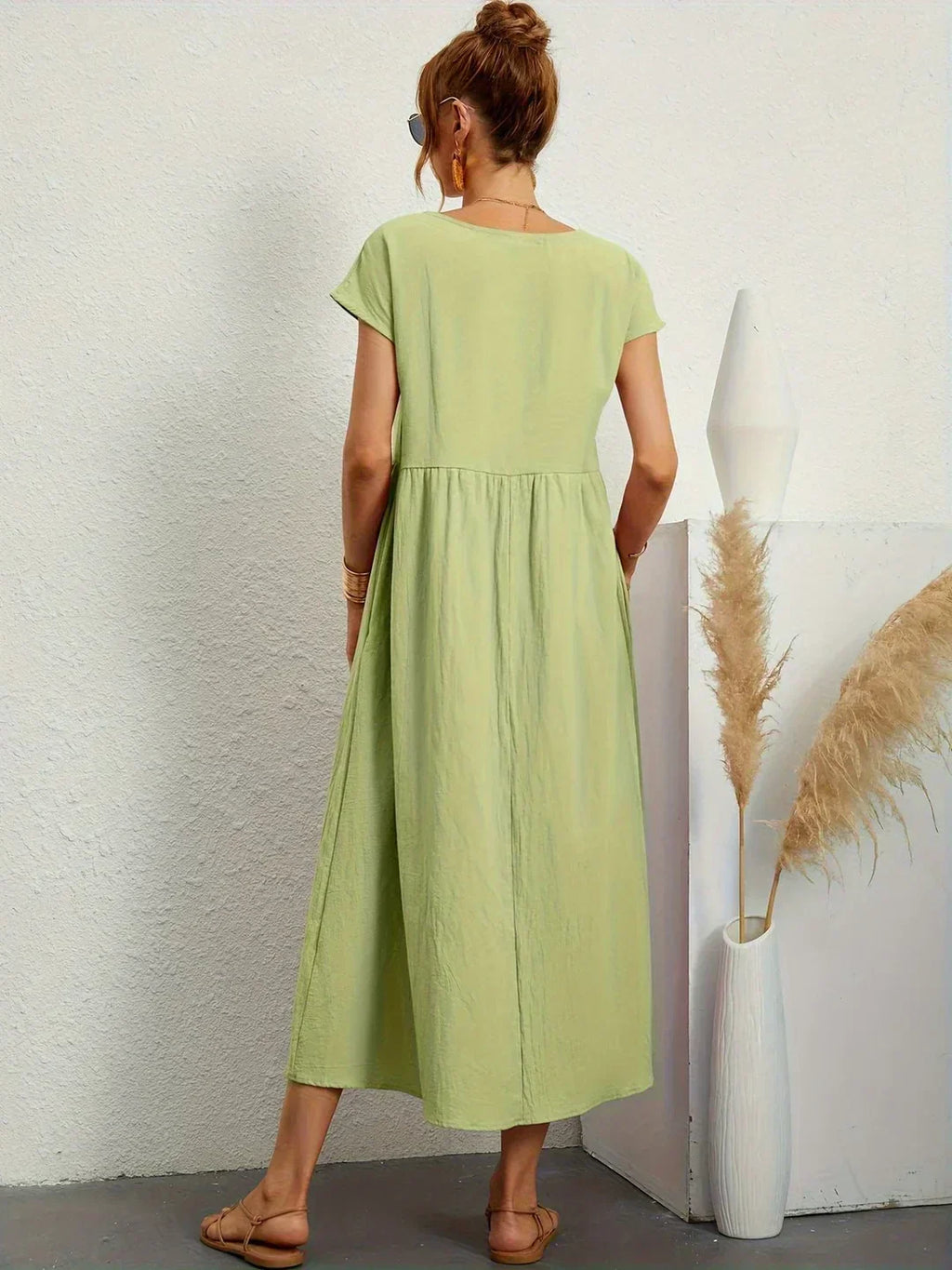 Gabrielle Linen Cotton Midi Dress