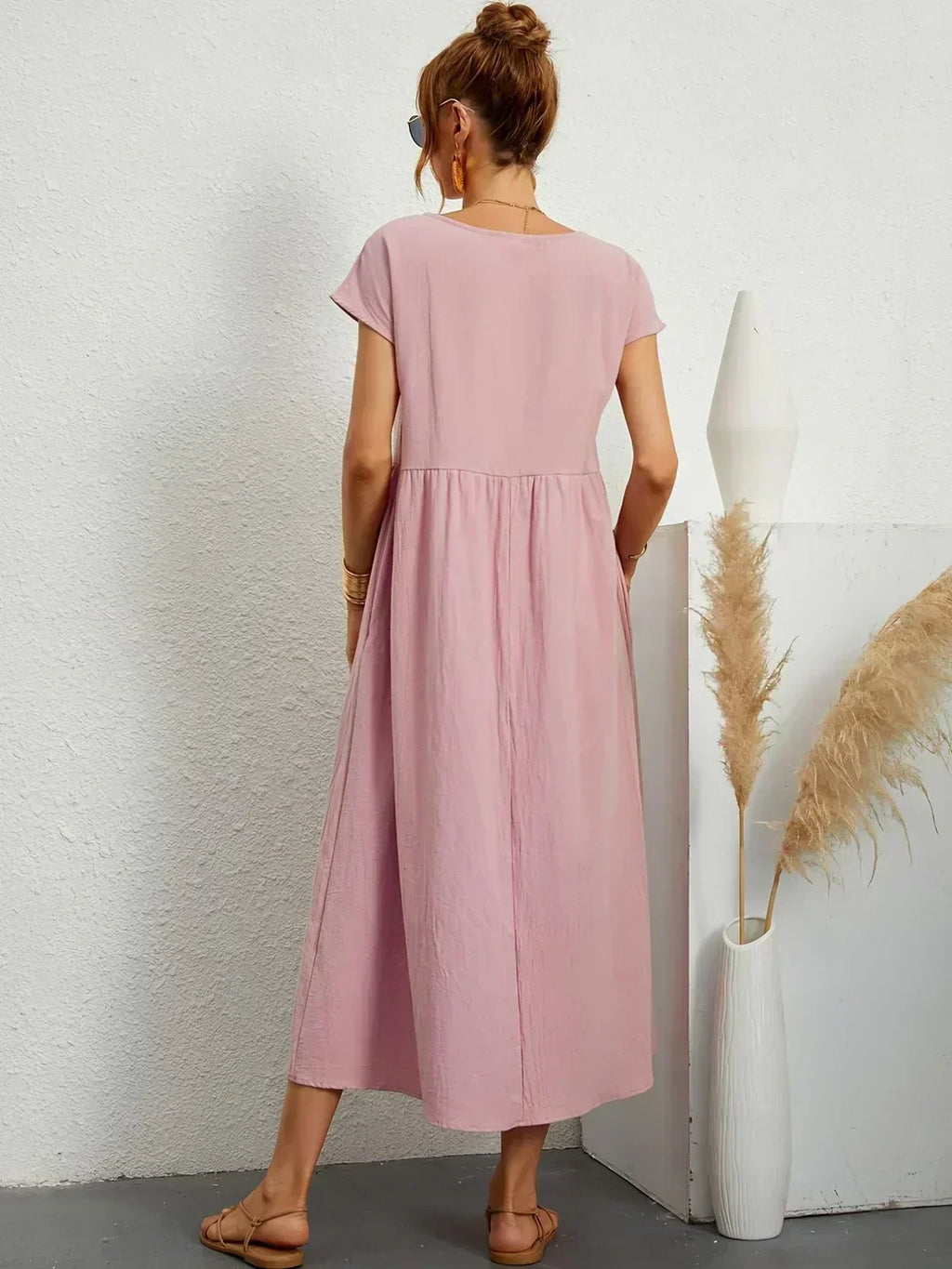Gabrielle Linen Cotton Midi Dress