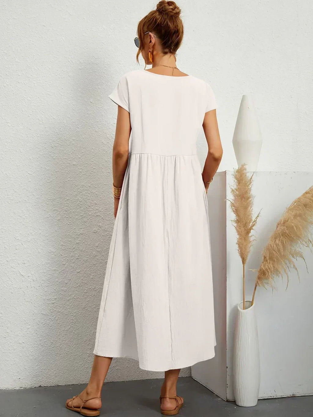 Gabrielle Linen Cotton Midi Dress