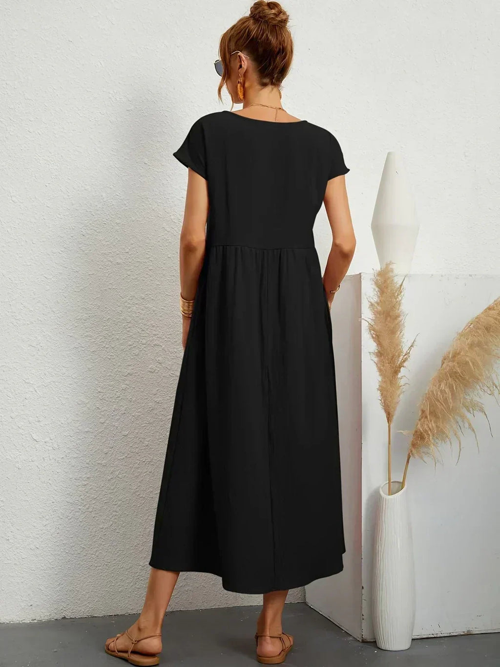 Gabrielle Linen Cotton Midi Dress