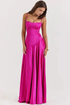 Women's Prom Satin Square Neck Maxi Dress