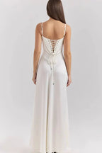 Women's Prom Satin Square Neck Maxi Dress