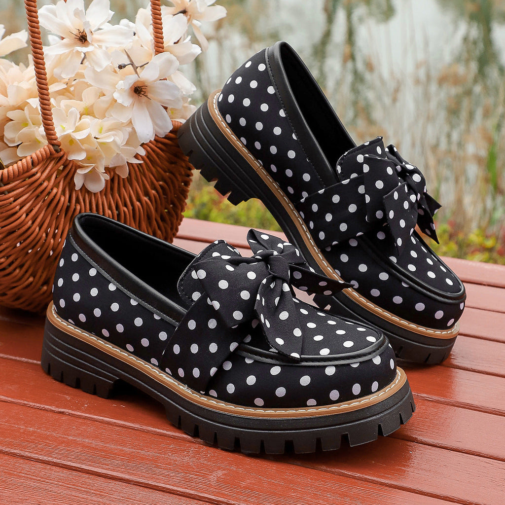 Polka Dot Bow Platform Loafers - View 2