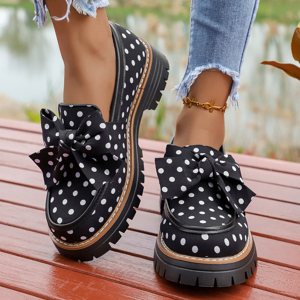 Polka Dot Bow Platform Loafers
