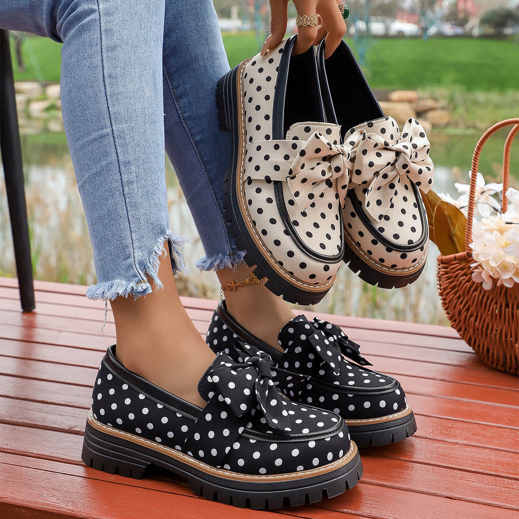 Polka Dot Bow Platform Loafers - View 4