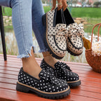 Polka Dot Bow Platform Loafers - View 4