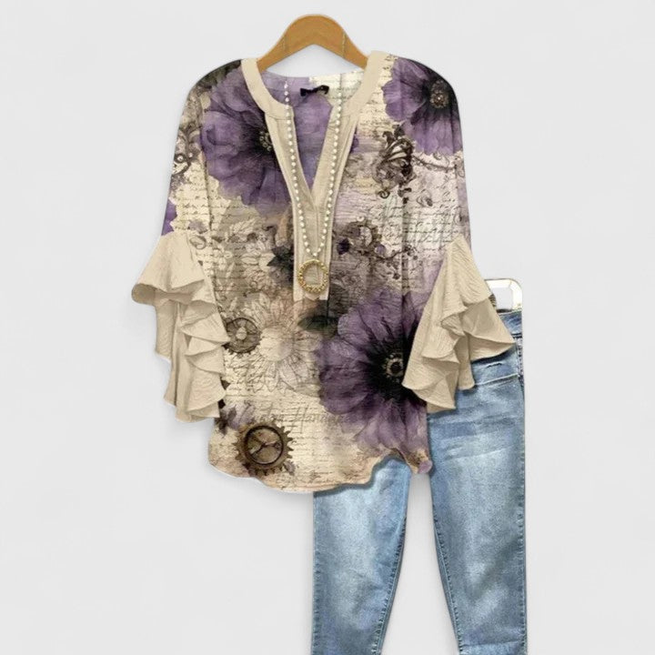 Aurelia ruffle blouse - Beige