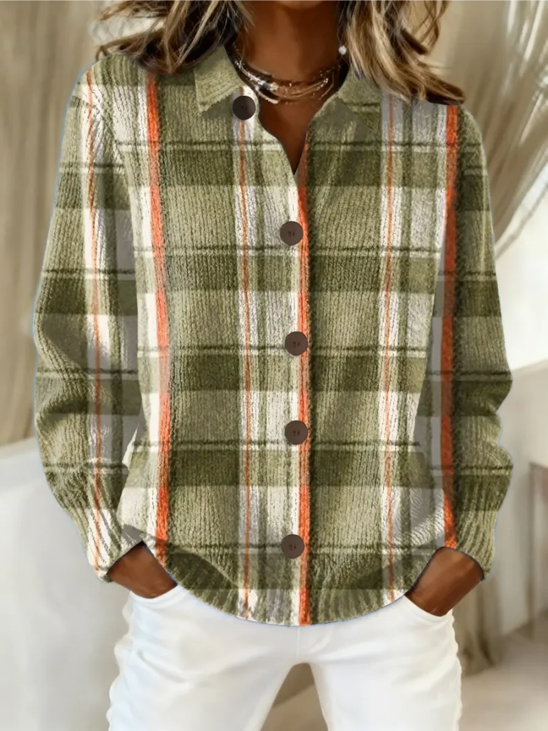 Hazel | Olive Plaid Button Cardigan 1