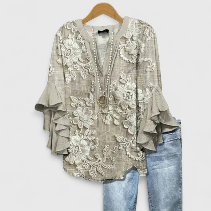 Aurelia ruffle blouse - Light Brown