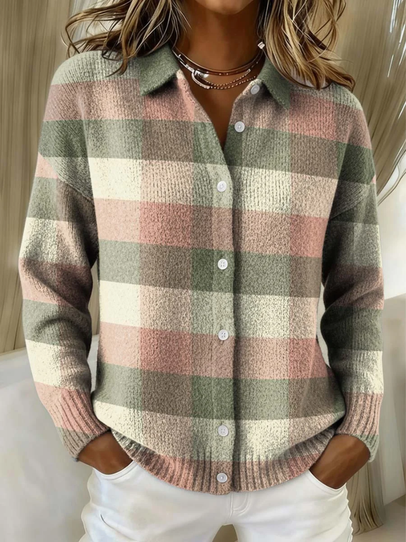 Grace | Pastel Plaid Knit Cardigan 1