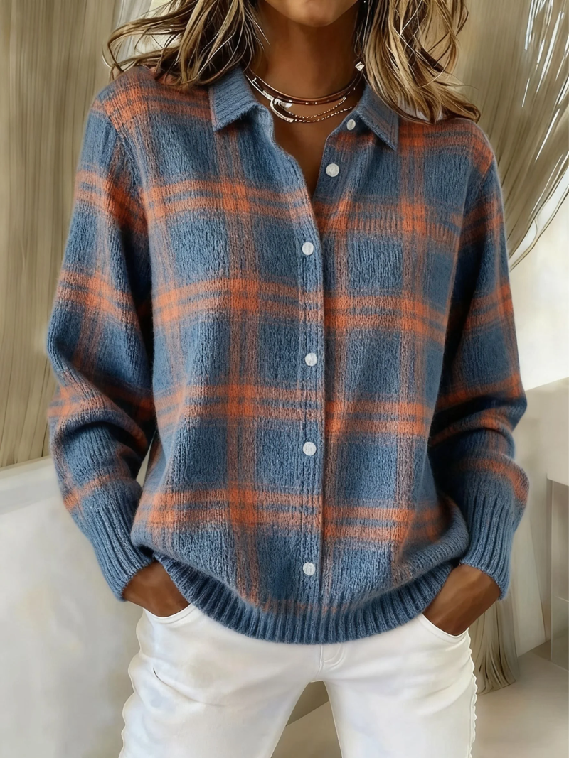 Zafira | Warm Blue Check Cardigan 1