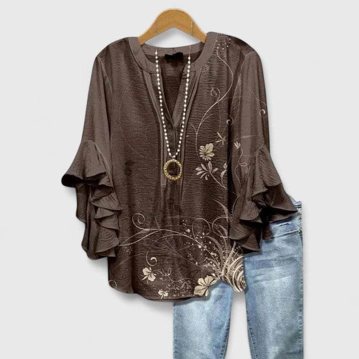 Aurelia ruffle blouse - Brown