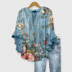 Aurelia ruffle blouse - Floral Blue