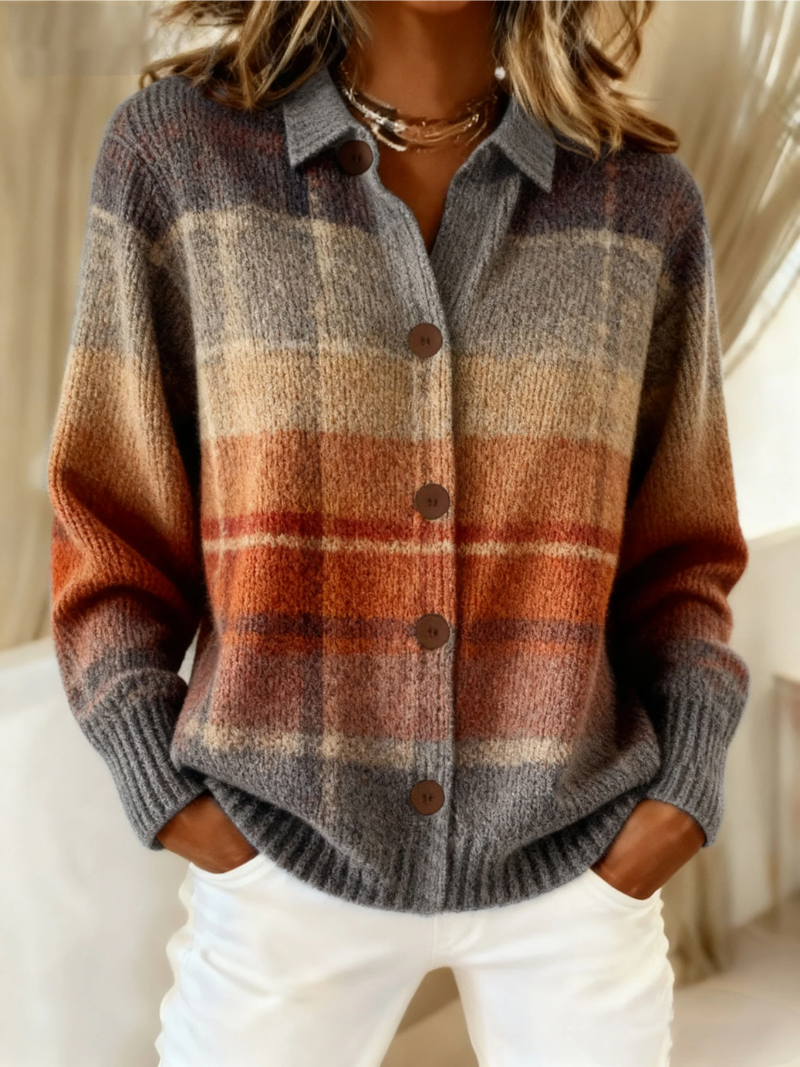 Edith | Autumn Ombre Plaid Cardigan 1