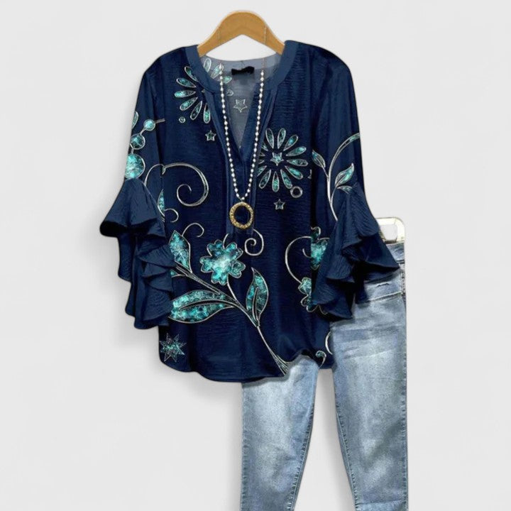 Aurelia ruffle blouse - Dark Blue