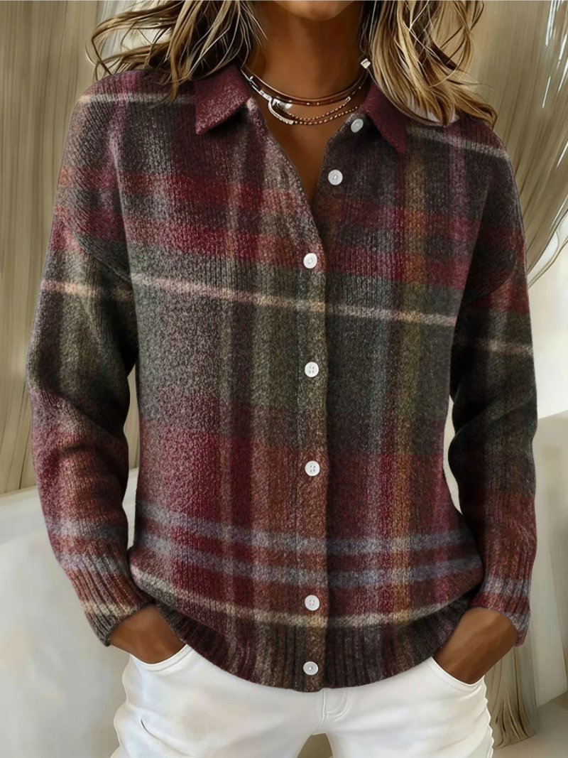 Eleanor | Classic Plaid Knit Cardigan 1
