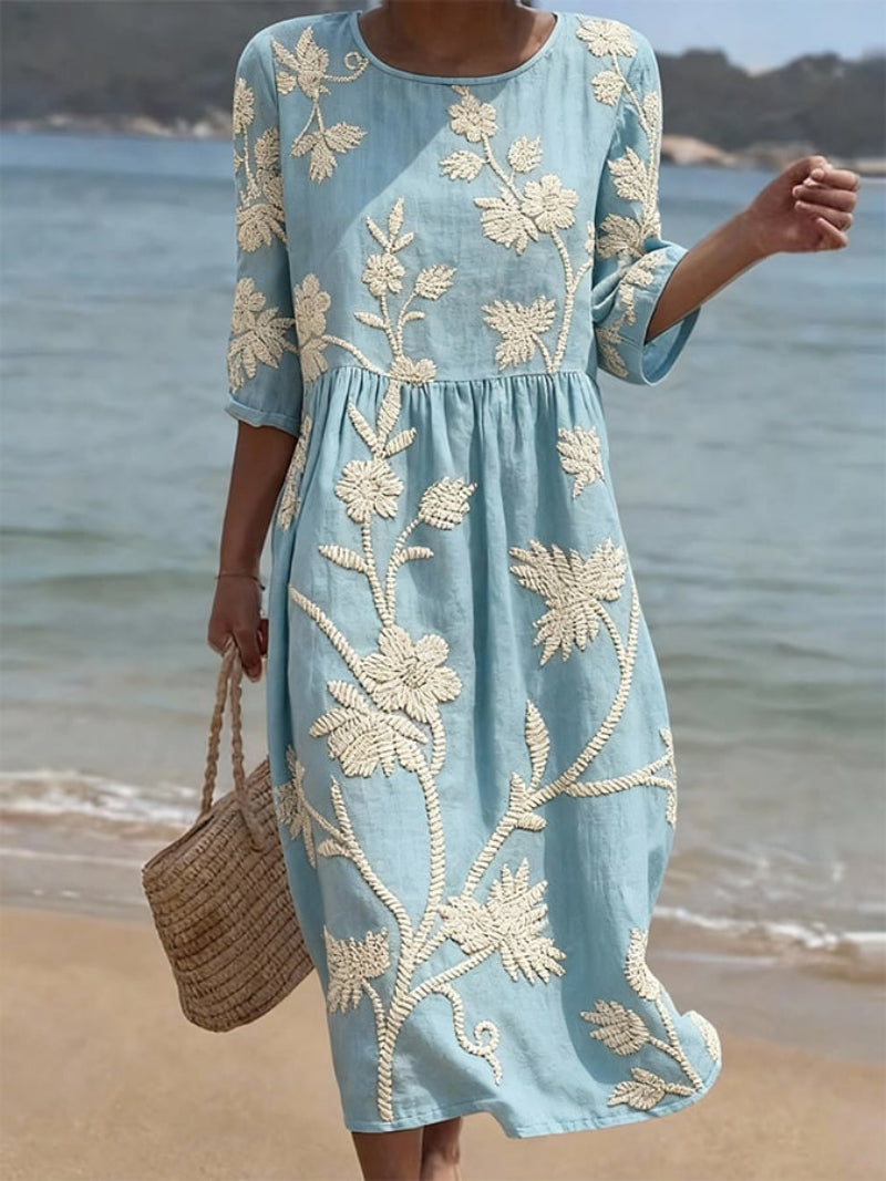 Azzurra Vintage Embroidered Midi Dress