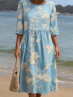 Azzurra Vintage Embroidered Midi Dress
