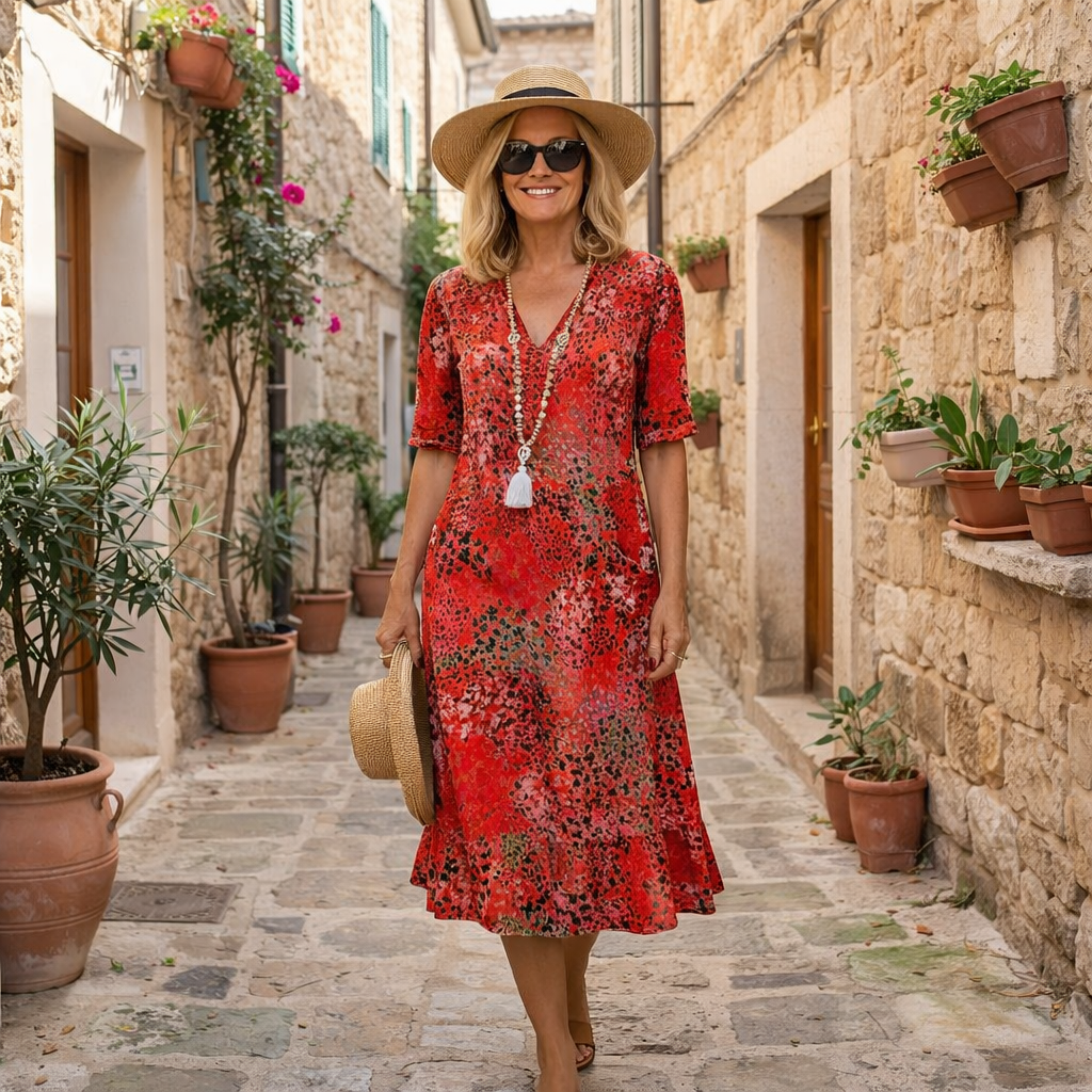 Rachel | Elegant Printed Midi Dress 1