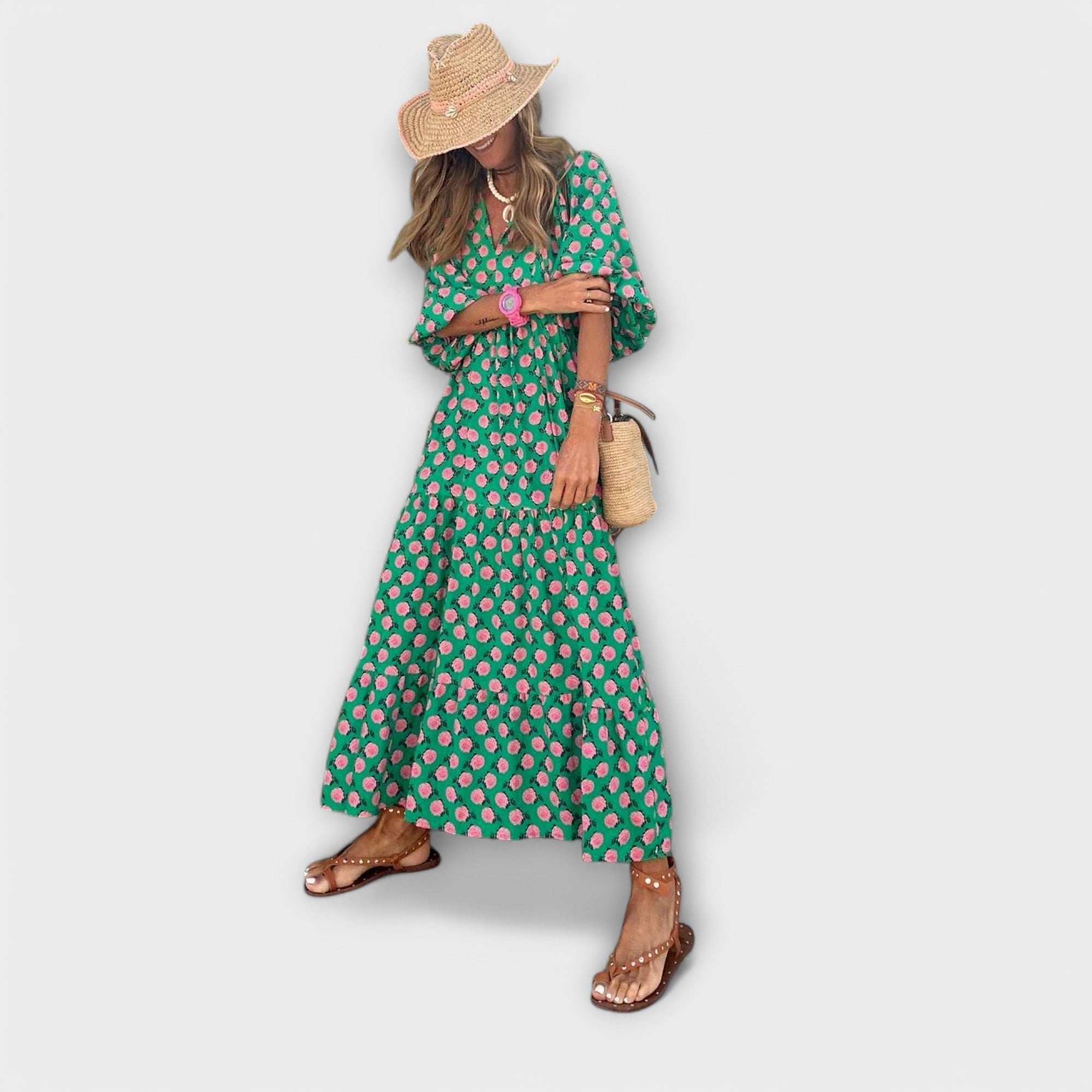 Elegant Geometric Maxi Dress