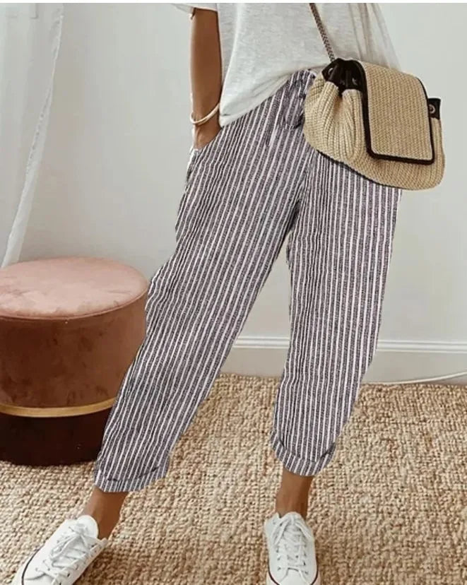 Lea Striped Cropped Pants - View 5