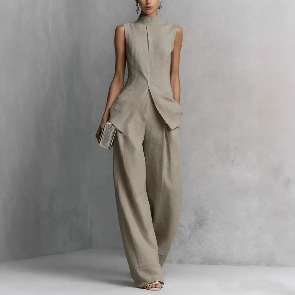 Casual Two Piece Set Spring Summer - Gray