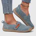 Gracienna - Women’s Slip-On Shoes with Hook-and-Loop Strap and Contrast Stitching