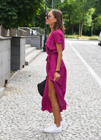 MALOU - Floral Print Short Sleeve Wrap Maxi Dress with Tie Waist