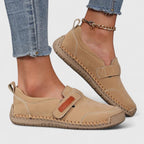 Gracienna - Women’s Slip-On Shoes with Hook-and-Loop Strap and Contrast Stitching