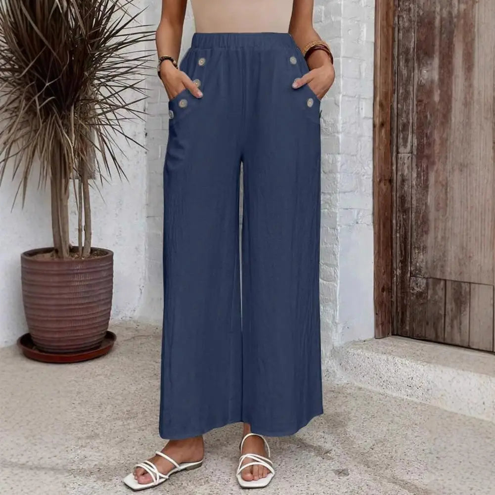 Wide-Leg Button-Detail Pants - View 4