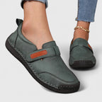 Gracienna - Women’s Slip-On Shoes with Hook-and-Loop Strap and Contrast Stitching