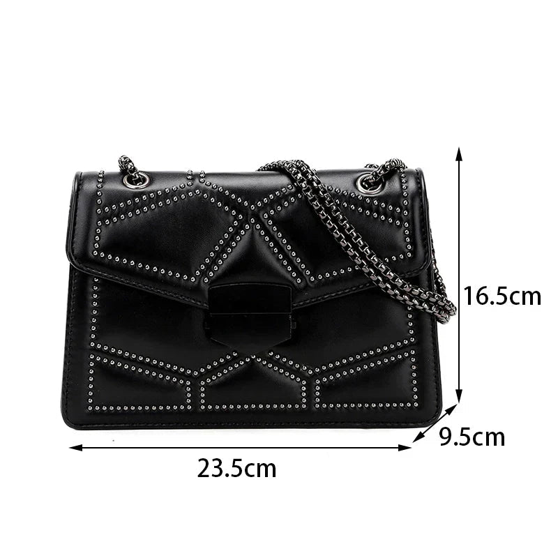 Chic PU Leather Crossbody Bag Trendy And Stylish - Black