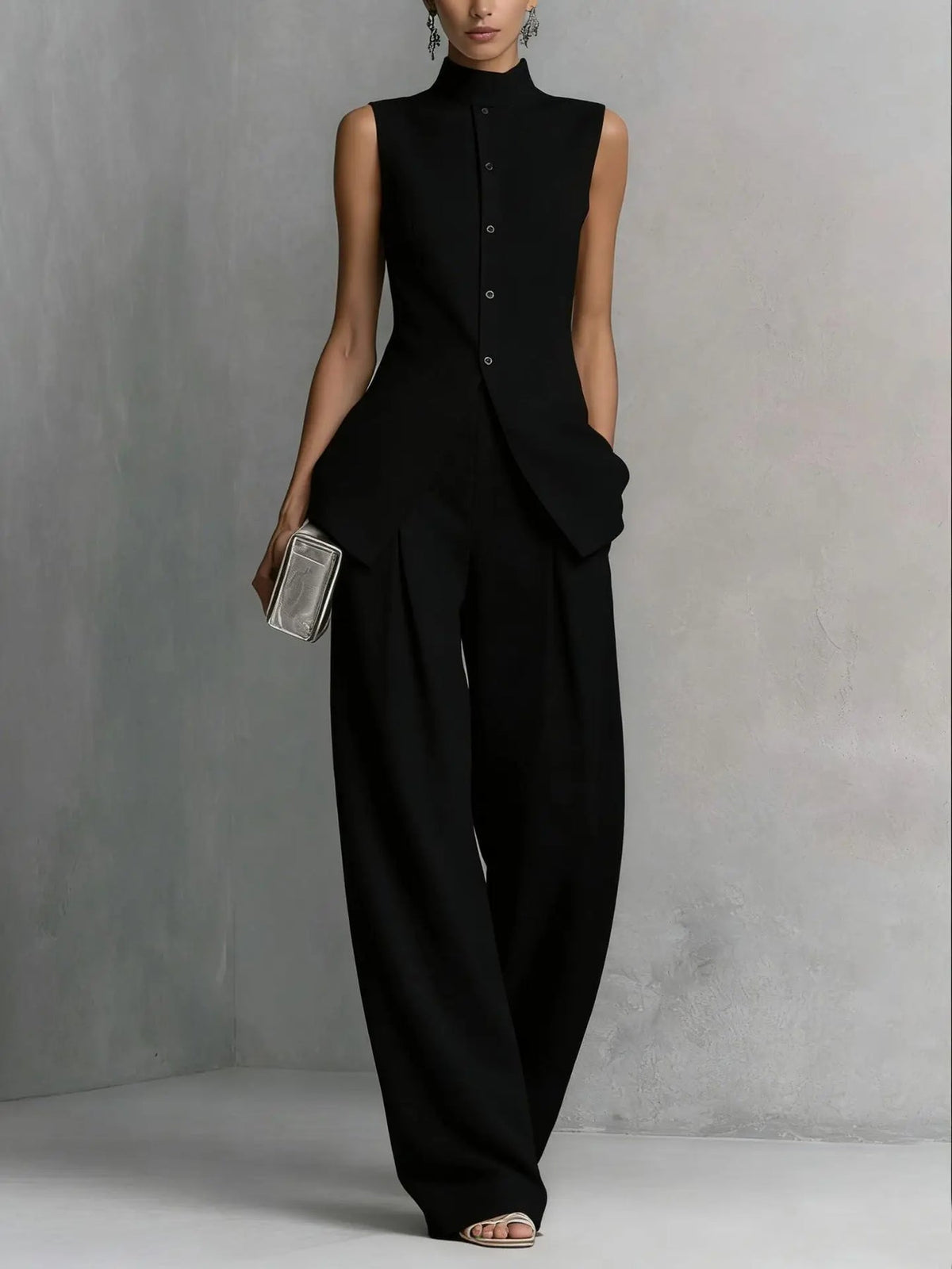 Casual Two Piece Set Spring Summer - Black